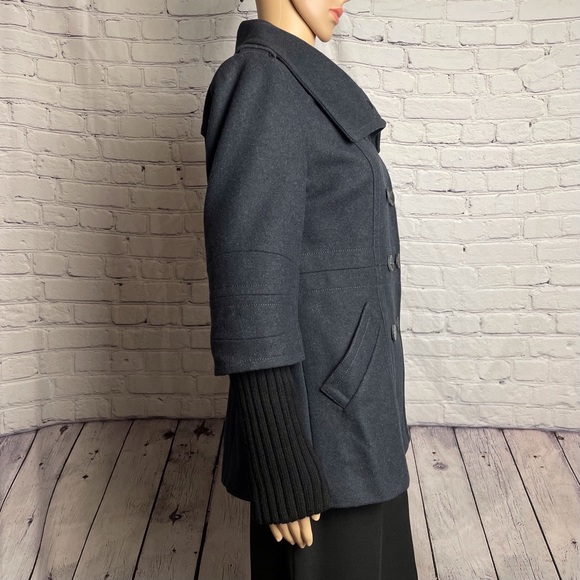 Andrew Marc Wool Coat Jacket Grey Color Knit Cuffs Size 6 - Picture 2 of 15